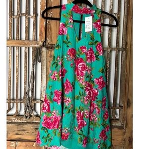 Bright Floral High Neck Dress